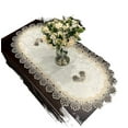 thumbnail image 1 of Lace Oval Table Runner Embroidered Table Topper Lace Doilies Doily Oval Dresser Scarf, 1 of 2