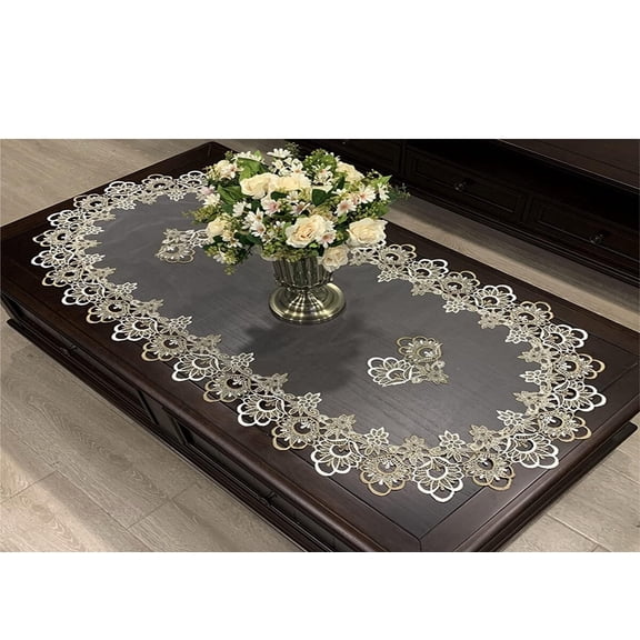 Lace Oval Table Runner Embroidered Table Topper Lace Doilies Doily Oval Dresser Scarf