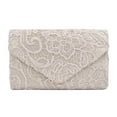 thumbnail image 1 of Premium Lace Paisley Floral Fabric Satin Envelope Flap Clutch Evening Bag, 1 of 5