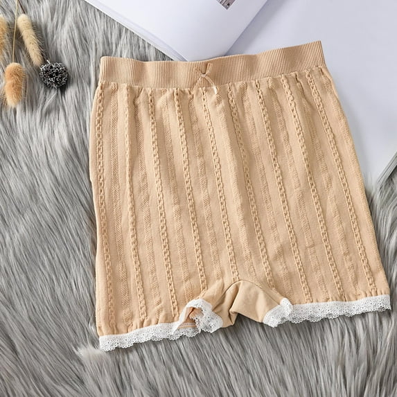 Lace Panties Women's Multi-Color Solid Color Seamless Dough Twists Pants Lace Lace Cotton Slip Seamless Mid Waist Fresh Underwear Pants Khaki Free Size
