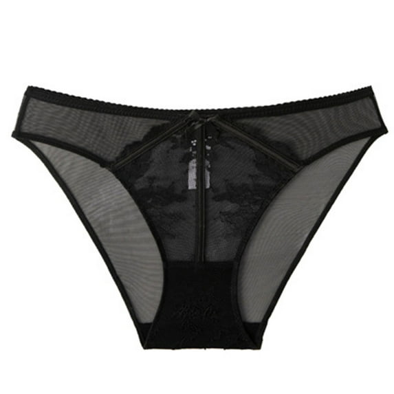 Lace Panties for Women Sexy Breathable Hollow Out Bow Mesh Mid Rise Underwear Casual Solid Fashion See Through Brief