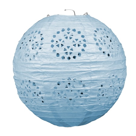 Beistle Lace Paper Lanterns 3 Piece Baby Shower Decorations, Birthday Party Supplies, 8", Light Blue