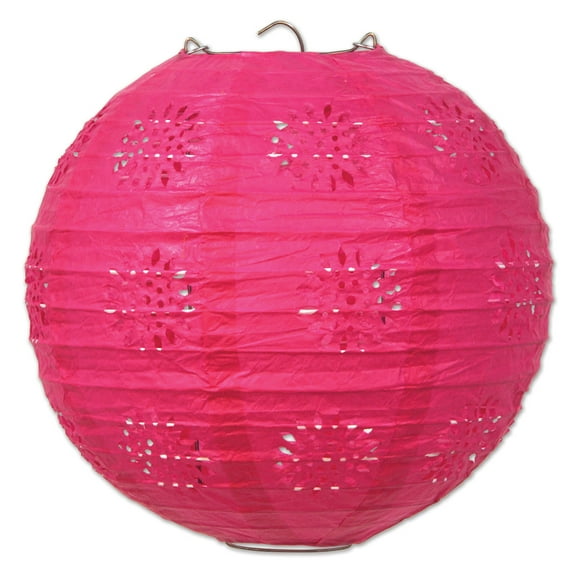 Lace Paper Lanterns 8"- 6 Pack(3 Per Package)- Cerise