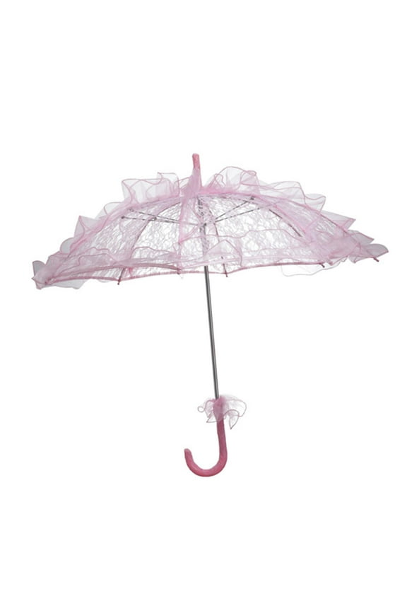 Lace Parasol Umbrella Wedding Bridal Flowers Umbrella Vintage Romantic Umbrella with Handle for Women Party Wedding Photo Props Pink