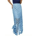 thumbnail image 1 of Lace Patchwork Women's Hollow Out Maxi Skirts High Waisted Boho Fringe Hem Long Skirt, 1 of 6