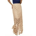 thumbnail image 1 of Lace Patchwork Women's Hollow Out Maxi Skirts High Waisted Boho Fringe Hem Long Skirt, 1 of 6