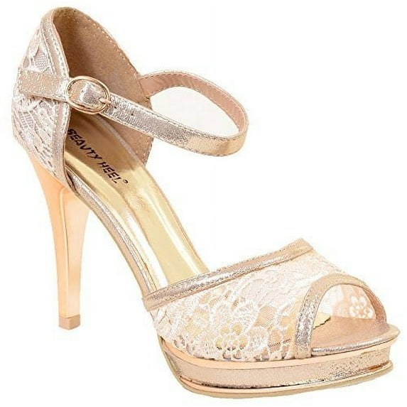 Lace Peep-Toe Wedding Bridal Formal Heels Sandals Women's