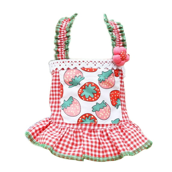 Lace Plaid Pattern Dog Dress Breathable Ruffles Summer Princess Dress, Ideal for Dogs