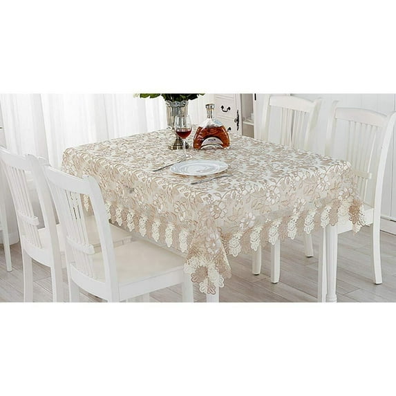 Lace Polyester Round Tablecloth Embroidery Round Table Cloths for Party Wedding Kitchen Dining Home Decorations