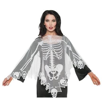 Morris Costumes Women's Skeleton Lace Poncho