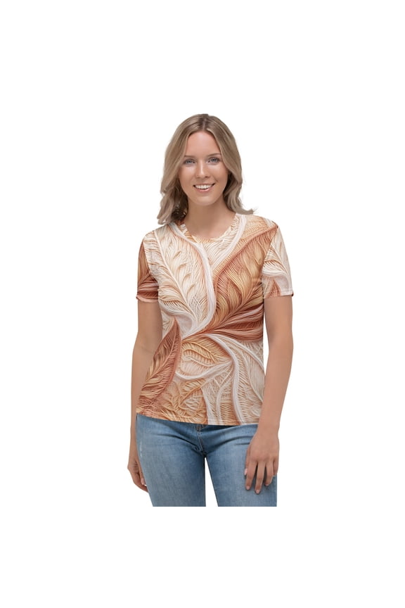 Lace Print Poly Shirt, Poly Shirt with Lace Print, Poly T-Shirt with Lace Print, Cream Lace Shirt 82