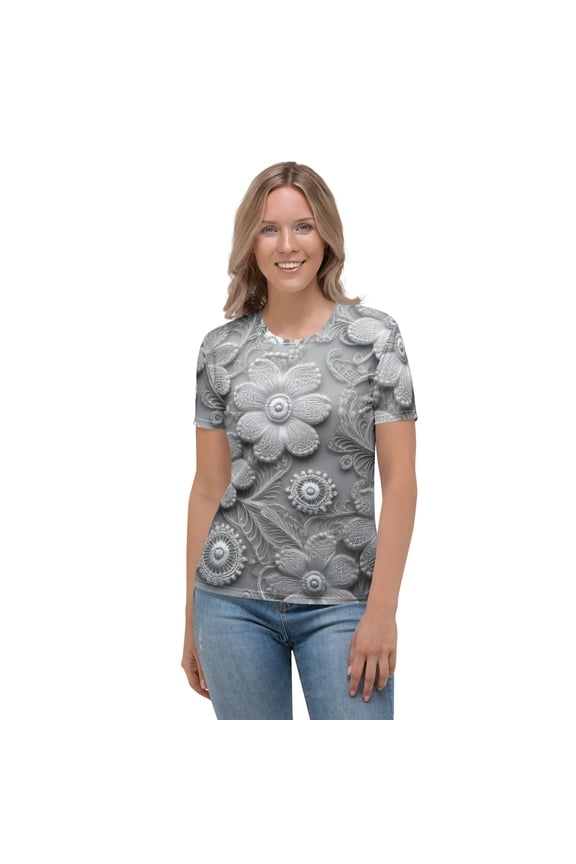 Lace Print Poly Shirt, Poly Shirt with Lace Print, Poly T-Shirt with Lace Print, Lace Shirt 99 (1)