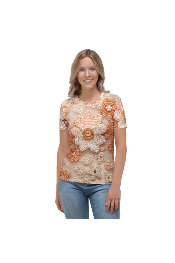 Lace Print Poly Shirt, Poly Shirt with Lace Print, Poly T-shirt with Lace Print, Lace Shirt 118 (1)