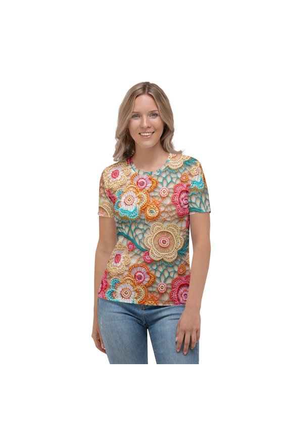 Lace Print Poly Shirt, Poly Shirt with Lace Print, Poly T-shirt with Lace Print, Lace Shirt 119 (1)