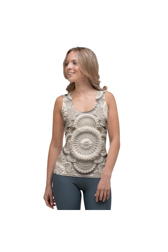 Lace Print Poly Tank Top, Poly Tank Top with Lace Print, Lace Tank Top 108 (1)