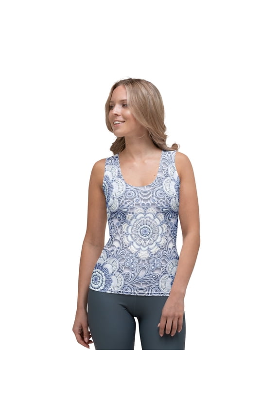 Lace Print Poly Tank Top, Poly Tank Top with Lace Print, Lace Tank Top 109 (1)
