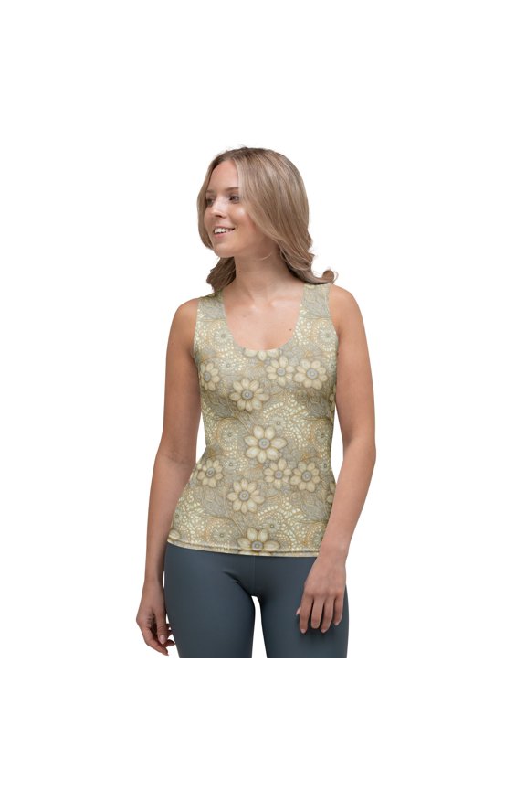 Lace Print Poly Tank Top, Poly Tank Top with Lace Print, Lace Tank Top 116 (2)