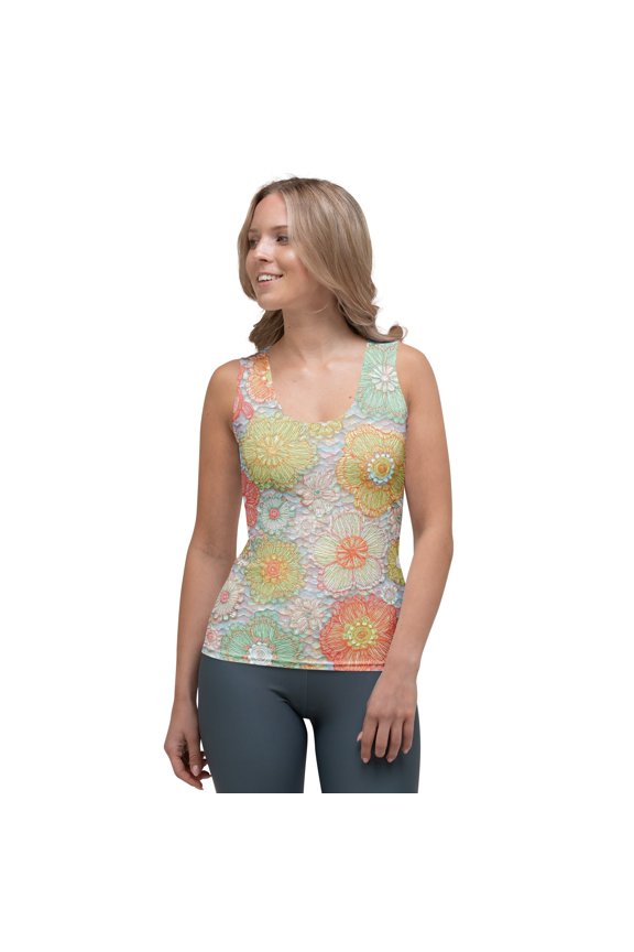 Lace Print Poly Tank Top, Poly Tank Top with Lace Print, Lace Tank Top 131 (1)