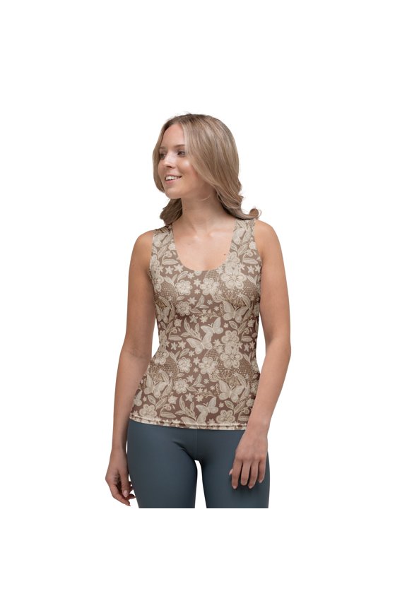 Lace Print Poly Tank Top, Poly Tank Top with Lace Print, Lace Tank Top 135