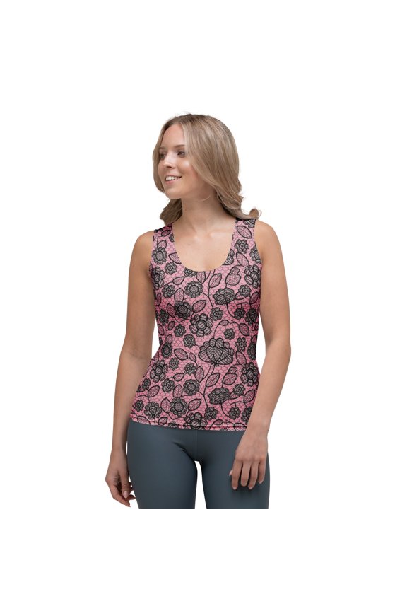 Lace Print Poly Tank Top, Poly Tank Top with Lace Print, Lace Tank Top 13
