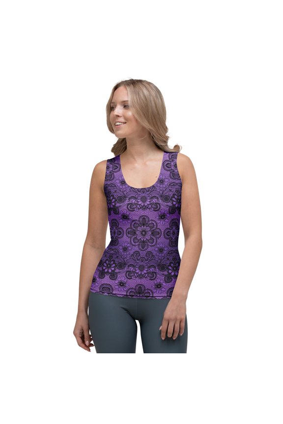 Lace Print Poly Tank Top, Poly Tank Top with Lace Print, Lace Tank Top 16