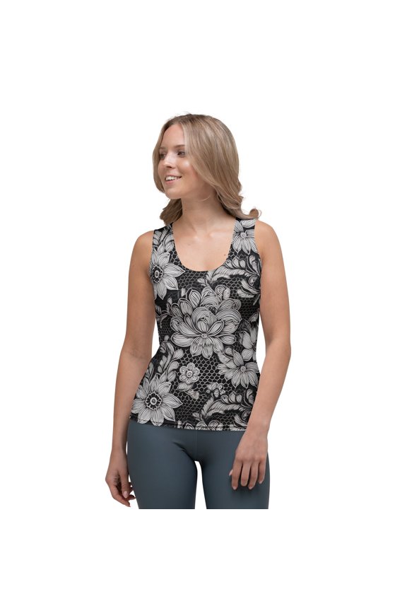Lace Print Poly Tank Top, Poly Tank Top with Lace Print, Lace Tank Top 6