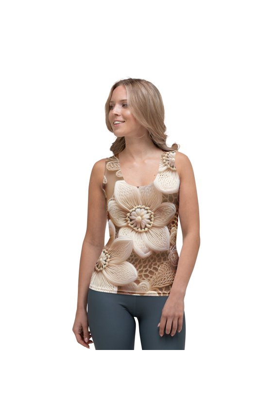 Lace Print Poly Tank Top, Poly Tank Top with Lace Print, Lace Tank Top 87