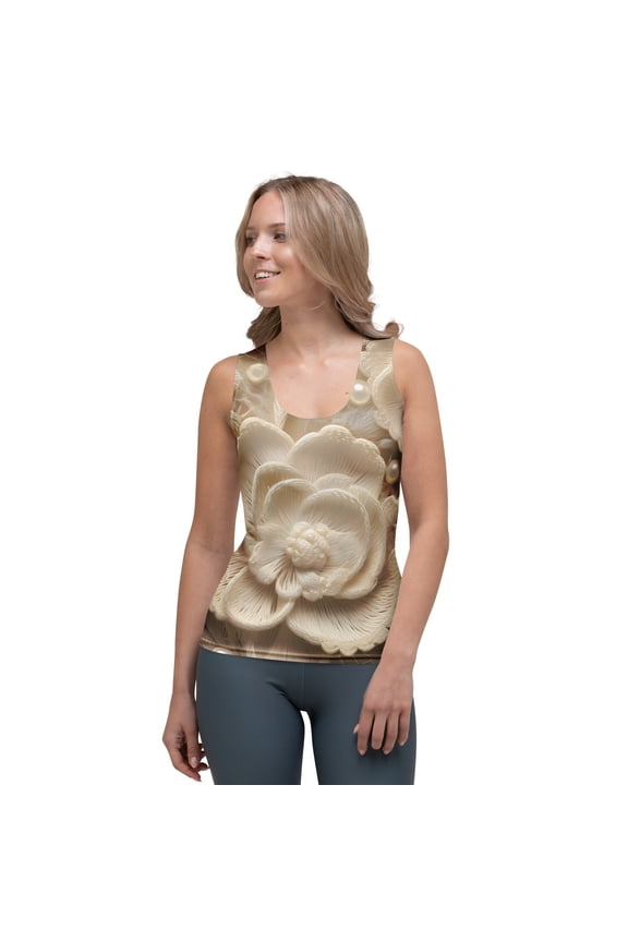 Lace Print Poly Tank Top, Poly Tank Top with Lace Print, Lace Tank Top 90