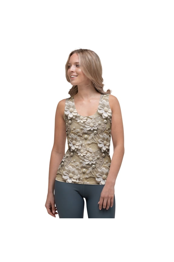 Lace Print Poly Tank Top, Poly Tank Top with Lace Print, Lace Tank Top 92 (2)