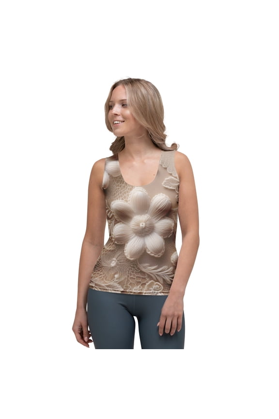 Lace Print Poly Tank Top, Poly Tank Top with Lace Print, Lace Tank Top 95