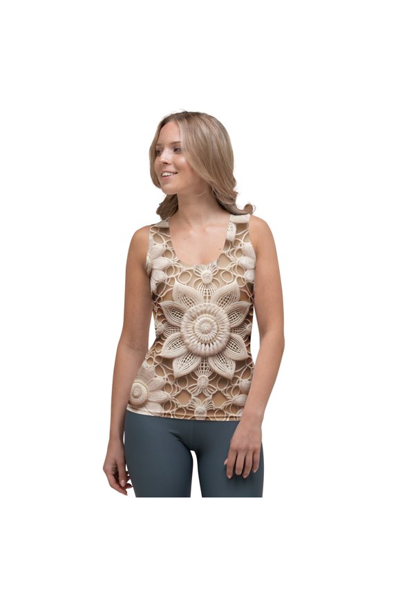 Lace Print Poly Tank Top, Poly Tank Top with Lace Print, Lace Tank Top 96