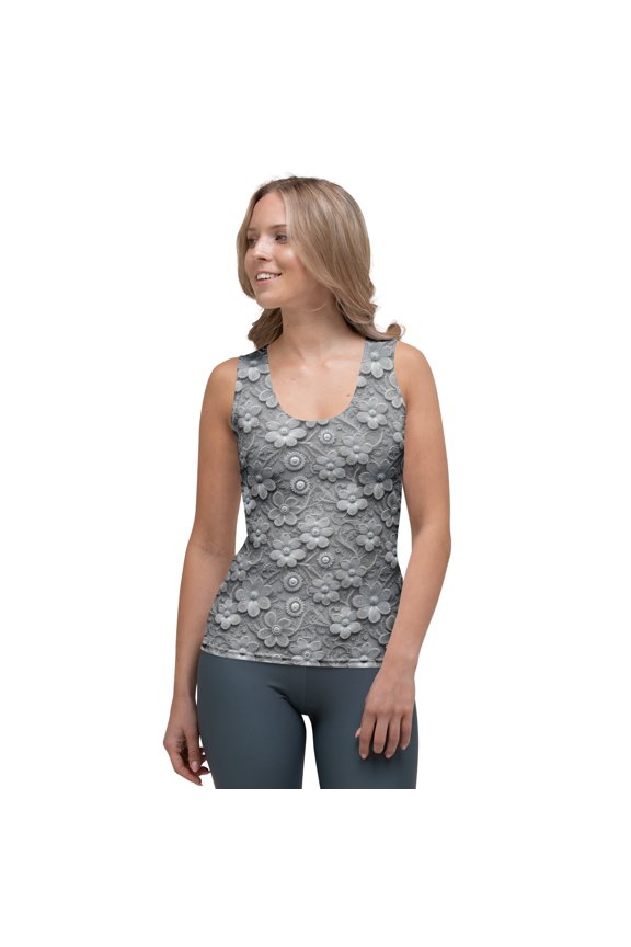 Lace Print Poly Tank Top, Poly Tank Top with Lace Print, Lace Tank Top 99 (2)