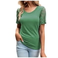 thumbnail image 1 of Lace Puffy Sleeve Top Women's Round Neck Shirt Women's Shirt Dress Casual Loose Top Summer T Shirt, 1 of 2