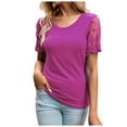 thumbnail image 1 of Lace Puffy Sleeve Top Women's Round Neck Shirt Women's Shirt Dress Casual Loose Top Summer T Shirt, 1 of 2