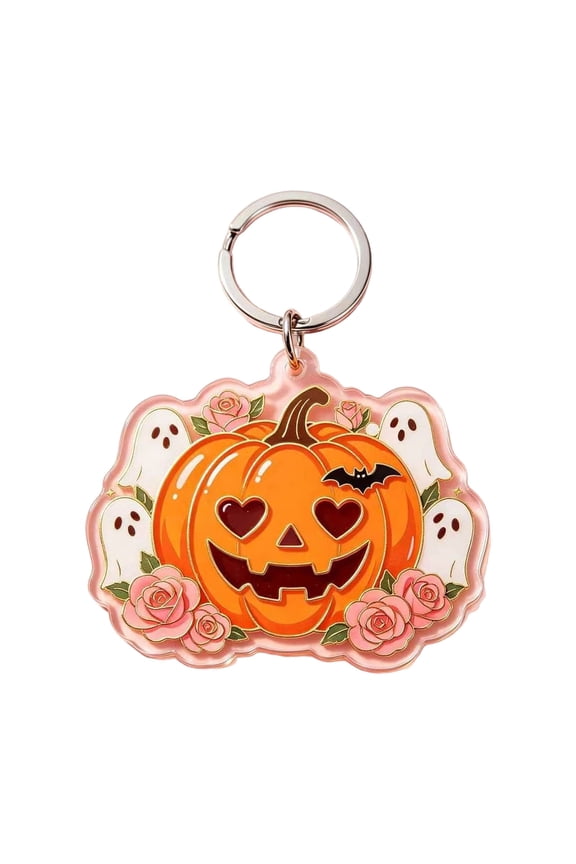 Lace Pumpkin Acrylic Keychain 2 Pack for Halloween Wedding Decor, Romantic Bag Hanging Pendant for Party Favor Car Key