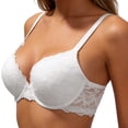 thumbnail image 1 of Lace Push Up Bra For Lift And Support With Side Coverage And Elegant Design For Daily Wear, 85C, White, 1 of 7