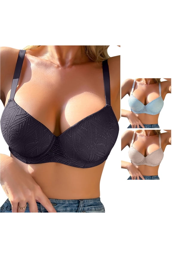 Lace Push Up Underwire Bra For Enhanced Support And Lift Stylish Back Design Thin Cup Comfortable Fit, B, Navy