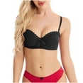 thumbnail image 1 of Lace Push up Bra Women Full-Coverage Bra Feature V-Neck Soft Bra Style W-1684 Black L, 1 of 4