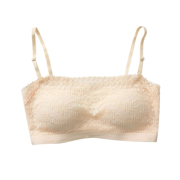 Lace Push-up Bra Women Pullover Bra Feature V-Neck Wire-Free Bra Style W-386 Beige XL