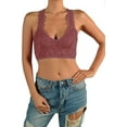 thumbnail image 1 of Lace Racerback Bralette Crop Top (Large, Mauve), 1 of 1