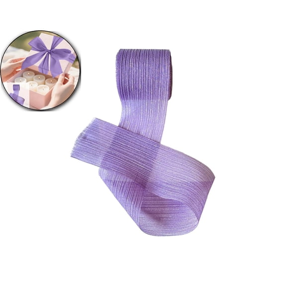 Lace Ribbon Chiffon Crinkle Ribbon for Crafts Bouquet Gift Wrapping, Wedding Home Decor(196"x1.5")