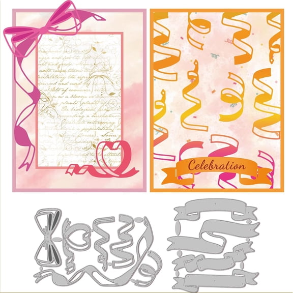 Lace Ribbon Cutting Dies Banners Tag Label Ribbon Die Cuts Metal Bow Tie Cutting Dies Templatefor Card Making Decoration DIY Scrapbooking Album Craft Decor