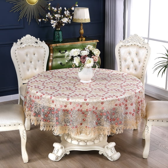 Lace Round Tablecloth Embroidery Coffee Table Cover for Dining Room Picnic Wedding Party Banquet Home Decor