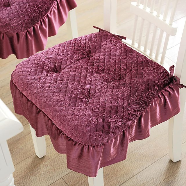 Lace Ruffle Chair Cushion,Square Thick Chair Pad Non Slip Seat Pad with