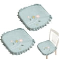 thumbnail image 1 of Lace Ruffle Chair Cushions for Dining Chairs, Non Slip Square, with Fixed Rope, Floral Decorative Seat Covers for Dining, Kitchen, Banquet, Hotel, Wedding & Party, Home Decor Chair Pads, Blue, 1 of 9