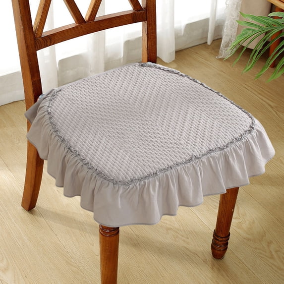 Lace Ruffle Chair Pad, Ruffled Skirt Seat Cover, Modern Chair Seat Covers Non Slip Square Luxury Decorative Dining Chair Cushion with Ties,Dining Room Kitchen Chair Cover for Banquet Hotel Wedding