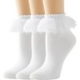 thumbnail image 1 of Lace Ruffle Frilly Ankle Socks for Women - Cotton Socks Double Layer Lace Socks, 1 of 1