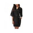 thumbnail image 1 of Lace Satin Bathrobe for Women Short Kimono Robe Sleepwear Loungewear for Hotel, 1 of 6
