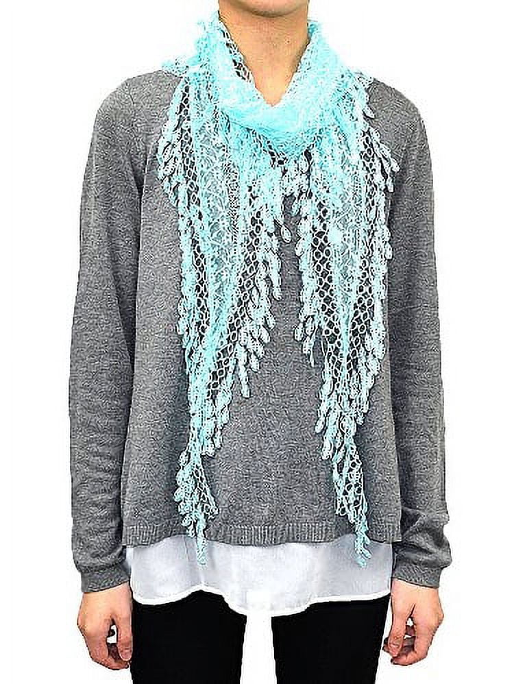 ZYSC Women's Floral Lace Scarf Shawl with Tassels for Wedding
