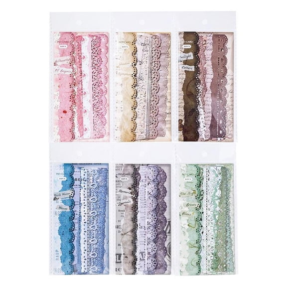 Lace Scrapbook Stickers, Vintage Aesthetic Stickers, Self Adhesive Coquette Lace Sticker for Junk Journal Scrapbooking Planner Photocards Gift Making Album Calendar DIY Decoration, 60PCS